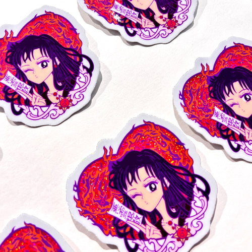 Fire Miko Pretty Winker • Waterproof Vinyl Glitter Sticker