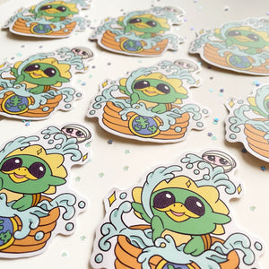Kyuu-chan Playing in Kiddy Pool • 3" Matte Waterproof Vinyl Sticker