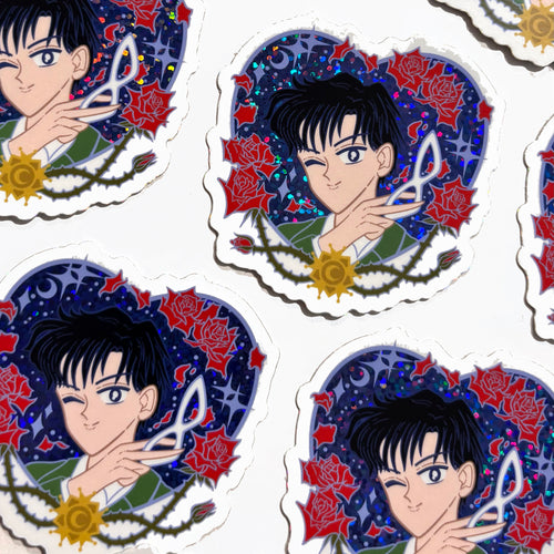 Helpless Hunk Pretty Winker • Waterproof Vinyl Glitter Sticker
