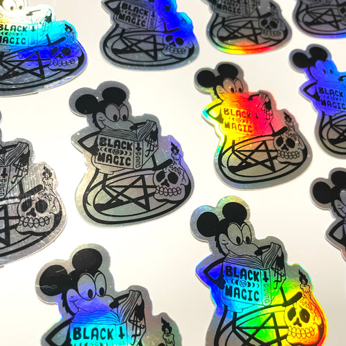 2” Black Magic Mouse Holographic • Waterproof Vinyl Sticker
