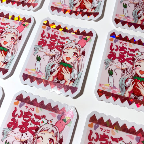 3” Ichigo Milk Candy • Glossy Prism Sticker