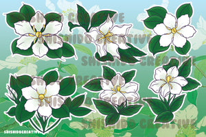 4x6 Gardenia / Kuchinashi Vinyl Sticker Sheet