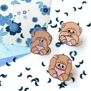 Monmo Monkey See Do Hear no Evil Pin Set