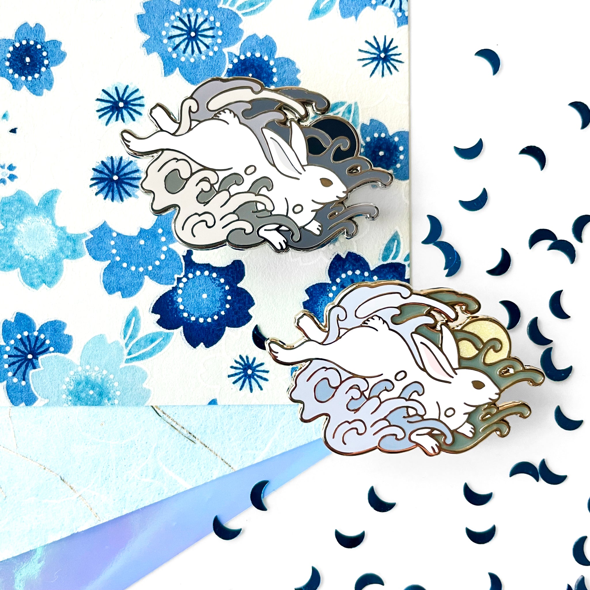 Nami Usagi Rabbit on Wave Pin – Shishido Creative