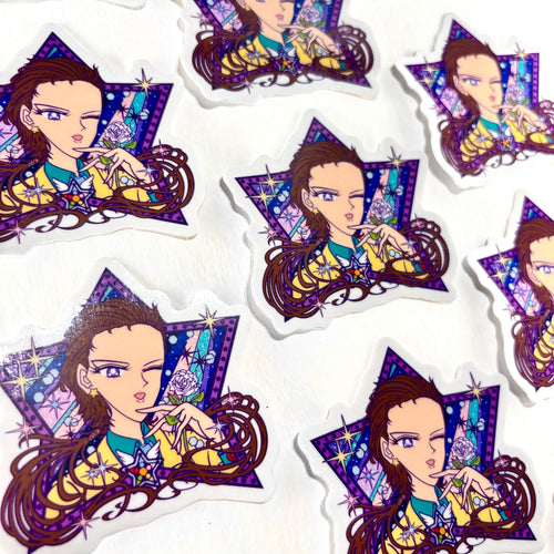 Sapphire Star Pretty Winker • Waterproof Vinyl Glitter Sticker