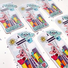 Shishi Lions Mascots Climbing Seattle Tower • Original Character • Waterproof Vinyl Sticker