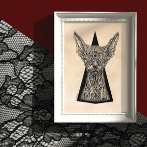 All-Seeing Sphinx Cat • 5x7" Art Print