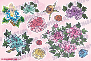 4x6 Peony / Botan Vinyl Sticker Sheet