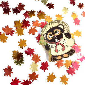 Kawaii Tanuki Statue Yokai Club Pin