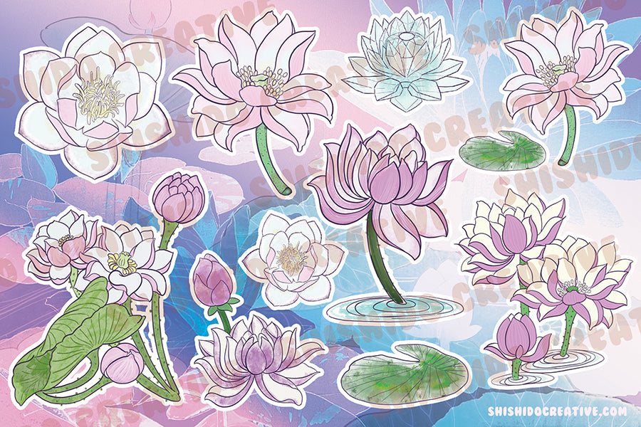 4x6 Lotus Vinyl Sticker Sheet