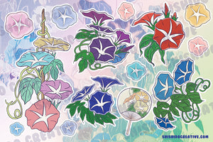 4x6 Morning Glory / Asagao Vinyl Sticker Sheet