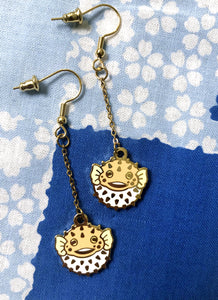 Pufferfish Fugu Dangling Earrings • Mermay Collab