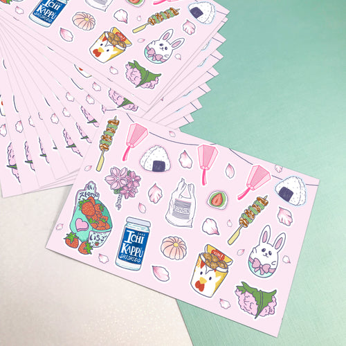 4x6 Hanami Sakura Cherry Blossom Viewing Vinyl Sticker Sheet