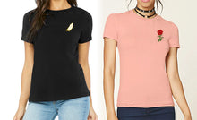 Moon Gaze Embroidered T-Shirt (Black or Pink)