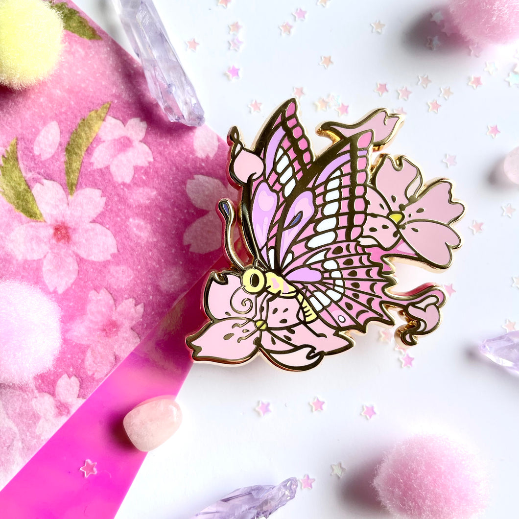 Sakura ni Chouchou Cherry Blossom Butterfly Enamel Pin