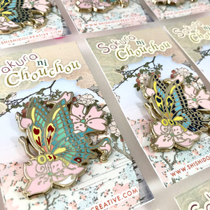 Sakura ni Chouchou Cherry Blossom Butterfly Enamel Pin