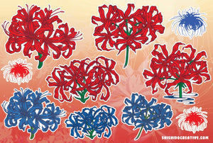 4x6 Higanbana / Spider Lily Vinyl Sticker Sheet