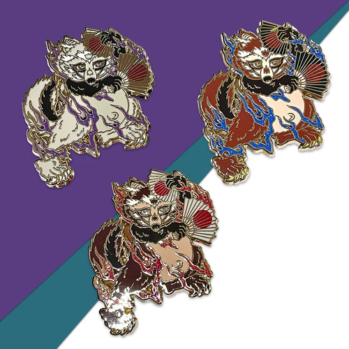 Fan Tanuki Yokai Club Pin